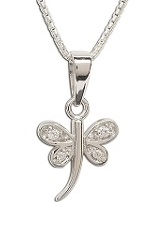 remarkable small dragonfly CZ silver baby necklace 